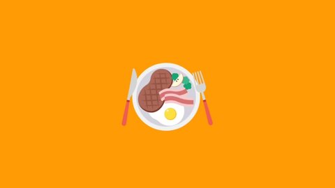 Animated Lunch Dinner On Orange Background Stock Footage Video (100% ...