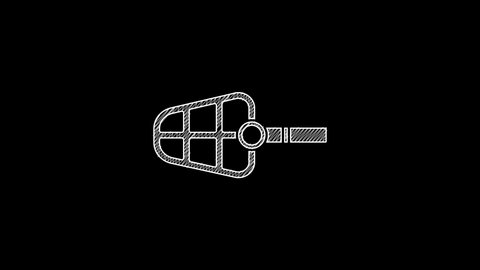 White line Dog muzzle icon isolated on black background. 4K Video motion graphic animation.