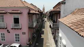 Cartagena Colombia Drone Video Fly Over Historical City Center
