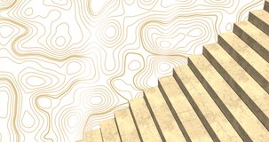 Animation of gold lines moving over staircase. colour, pattern and movement concept digitally generated video.