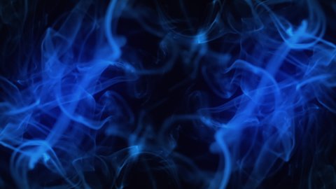 This stock motion graphics shows a magical bluish smoke that enters the frame from two opposite sides, swirls and gradually dissipates. This background will decorate your projects.
