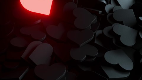 Neon dynamic heart on a black background. 3d render.