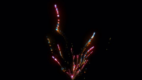 Animated fireworks. Collection B. Set of 10 single elements. Transparent background. Alpha channel. 29,97 fps