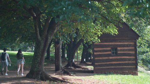 Charlottesville, VA, USA - 10 03 2021: Mulberry Row slave quarters at Monticello.