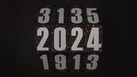 Vintage Christmas rotating counter blinking lights switches from 2021 to 2026 on dark textured background - Powered by Shutterstock - Get 15% off with code: PIKWIZARD15