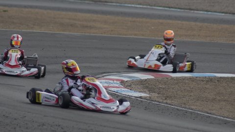Karts racing in a karting kart competition