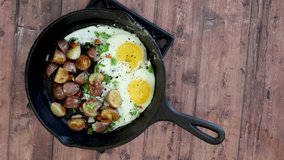 Fried Eggs and Hash Brown Potatoes