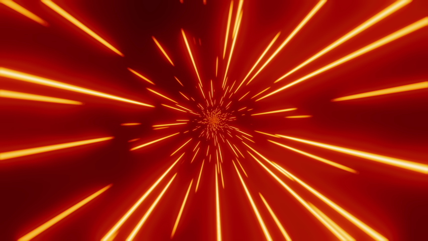 Loopable: Interstellar flight with rotation at warp speed, space jump through red-orange hyperspace. Abstract space background. Royalty-Free Stock Footage #1081761359