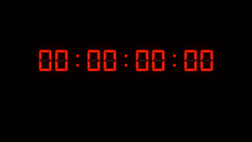One minute of glowing led 60 fps timecode readout with red digits on black background. Royalty-Free Stock Footage #1081761380