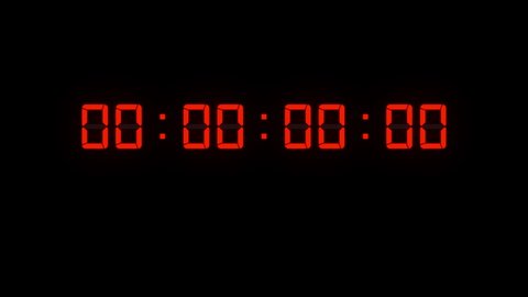One minute of glowing led 60 fps timecode readout with red digits on black background.
