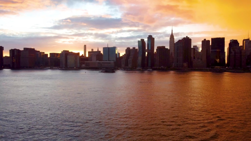 Sunset over New York City Midtown, Stormy Sky