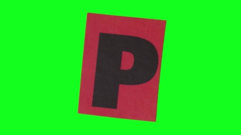 4K Stop Motion - paper with letter P moving on green screen background. More elements in our portfolio.
