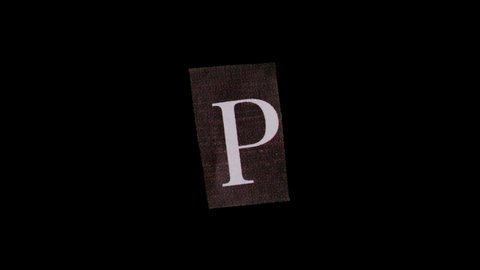 4K Stop Motion - paper with letter P moving on black png background. More elements in our portfolio