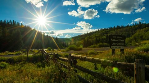 Lockdown Time Lapse Shot Of Wooden Fence At Famous National Park On Sunny Day - Creede, Colorado