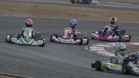 Karts running in a karting race