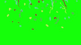 animation of confetti falling on green screen. mate for clipping. for chromakey or overlay - Powered by Shutterstock - Get 15% off with code: PIKWIZARD15