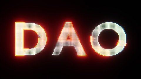 3D Animation of Holographic style Neon Head Up Display (HUD) of Decentralized Autonomous Organization (DAO)