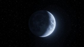 Animation of the Moon phases in their complete cycle on a background of moving stars. Looping video. Detailed illustration of the moon. 3D Rendering - Powered by Shutterstock - Get 15% off with code: PIKWIZARD15