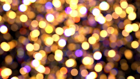 Realistic looping 3D animation of the golden yellow and pink shining light particles bokeh rendered in UHD as motion background