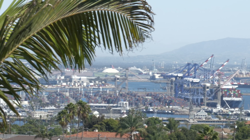 Los Angeles, CA USA - October 22, 2021: Port of Los Angeles during a severe backlog of container ships
