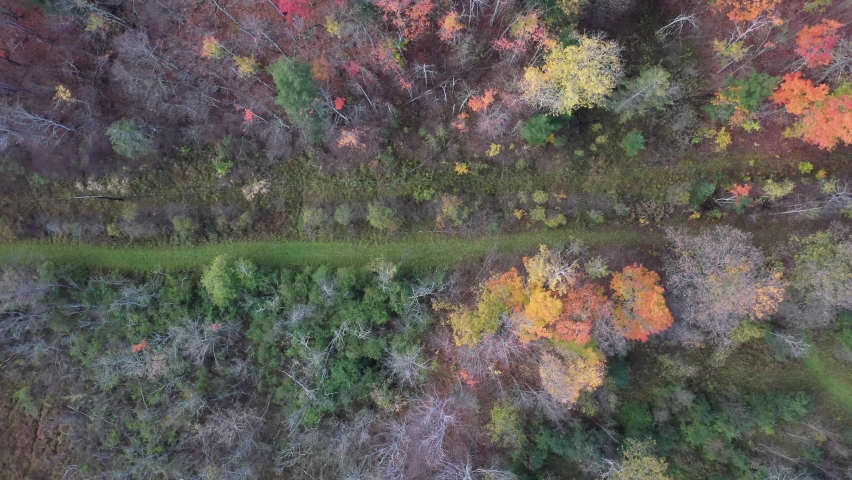 Autumn Trail going down with drone
