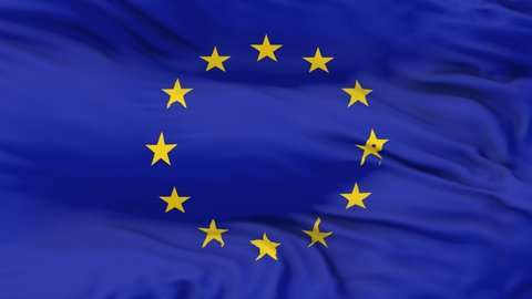 European union flag is waving 3D animation.  european union flag waving in the wind. National flag of Europe. flag seamless loop animation. 4K