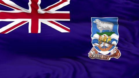 Falkland Islands  flag is waving 3D animation. Falkland Islands flag waving in the wind. National flag of Falkland Islands. flag seamless loop animation. 4K
