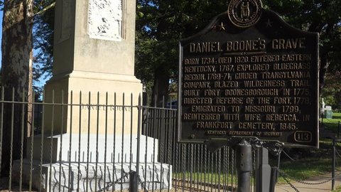 FRANKFORT, KENTUCKY - CIRCA 2020s - Grave and burial site of American historical pioneer Daniel Boone near Frankfort, Kentucky.
