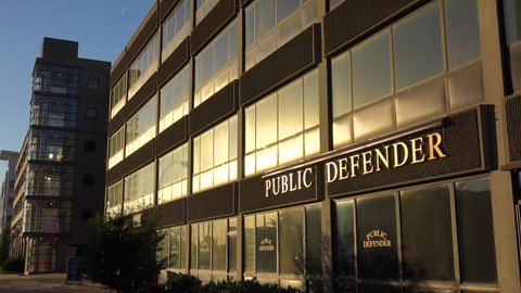 AMERICA - CIRCA 2020s - Good establishing shot of a generic public defender building.