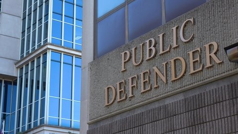 AMERICA - CIRCA 2020s - Good establishing shot of a generic public defender office.