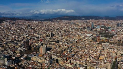 10.04.2019 - Barcelona Spain. barcelona gothic and historical city center from above aerial drone video footage.  