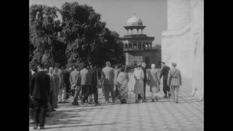 CIRCA 1959 - Prime Minister Nehru brings President Eisenhower to the Taj Mahal.