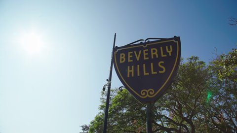 Beverly Hills, USA - November 04, 2021: Sign denoting the entrance into Beverly Hills