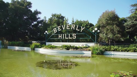 Beverly Hills, USA - November 04, 2021: The Beverly Hills Sign, Los Angeles Neighborhood Real Estate