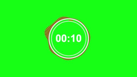 15 second countdown timer in triangle on chroma key	