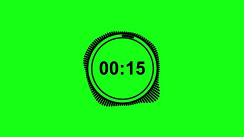 15 second countdown timer in triangle on chroma key	