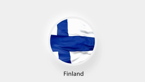 Finland Circular Flag Loop. Animated national flag of Finland. Realistic Finland Flag waving. 4K