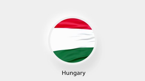 Hungary Circular Flag Loop. Animated national flag of Hungary. Realistic Hungary Flag waving. 4K