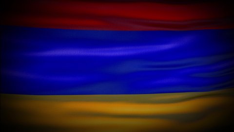 Animation Armenia flag is waving seamless loop. Armenia flag waving in the wind. Realistic 4K national flag of Armenia Closeup.