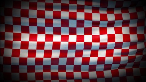 Animation Checkered Race is waving seamless loop. Check Flag wavy silk fabric fluttering. Realistic 4K Racing Flags, seamless looped waving background. Formula One car motor sport.