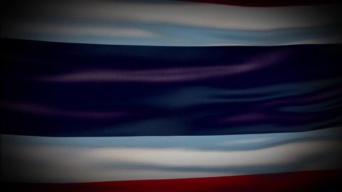 Animation Thailand flag is waving seamless loop. Thailand flag waving in the wind. Realistic 4K national flag of Thailand Closeup.