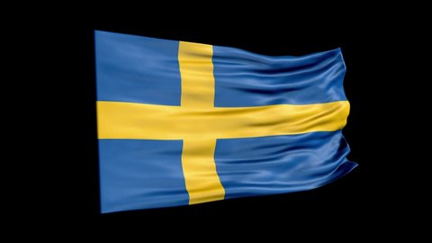 Realistic Sweden flag is waving 3D animation. National flag of Sweden. 4K Sweden flag seamless loop animation.