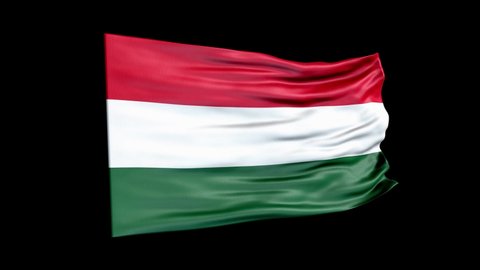 Realistic Hungary flag is waving 3D animation. National flag of Hungary. 4K Hungary flag seamless loop animation.