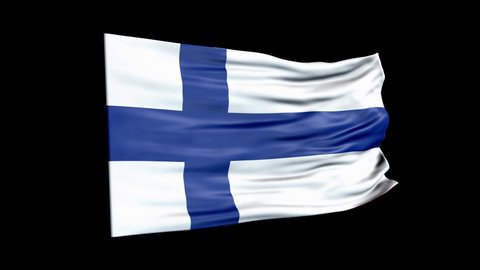 Realistic Finland flag is waving 3D animation. National flag of Finland. 4K Finland flag seamless loop animation.