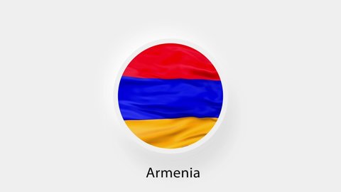 Armenia Circular Flag Loop. Animated national flag of Armenia. Realistic Armenia Flag waving. 4K