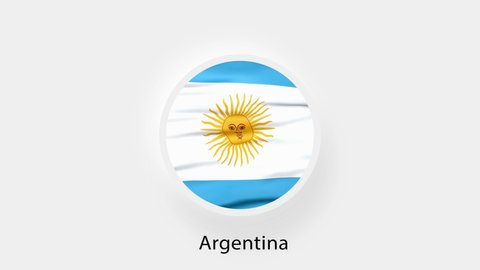 Argentina Circular Flag Loop. Animated national flag of Argentina. Realistic Argentina Flag waving. 4K