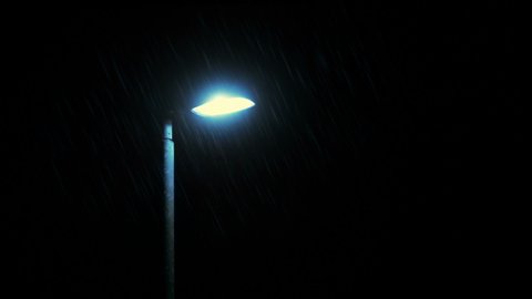 Streetlamp In Heavy Rain Urban Element