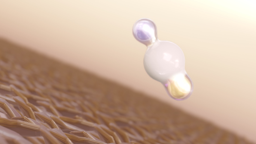 Cosmetics 3D Animation Serum combines with cream, absorbed into the skin.  Cream, Serum through the skin layer and reduce up saggy skin of the skin cell. Fluid liquid blob, metaball morphing animation | Shutterstock HD Video #1081884638