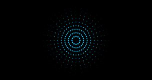 Animation of blue rings sound wave. Identification process. Abstract concept. Sound wave wallpaper. Radio station signal. Black background. 4k resolution. Loop out. 