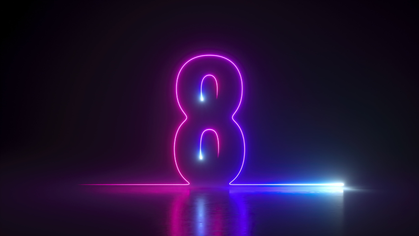 3d animation, neon countdown from ten to one, neon numbers glowing in ultraviolet light Royalty-Free Stock Footage #1081897607